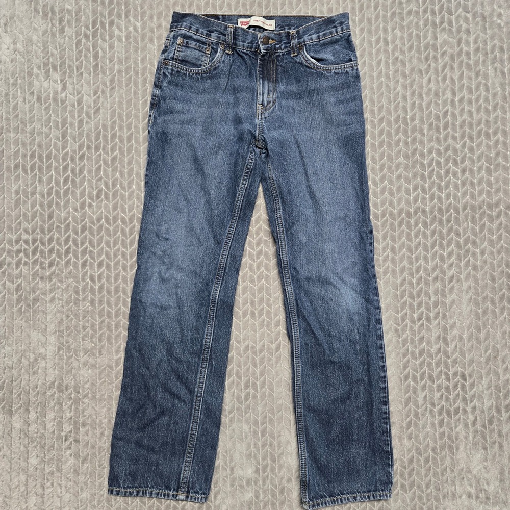 Levis 505 Regular Fit Jeans Boys Size 16 REG W28 L28 Dark Wash Blue Denim